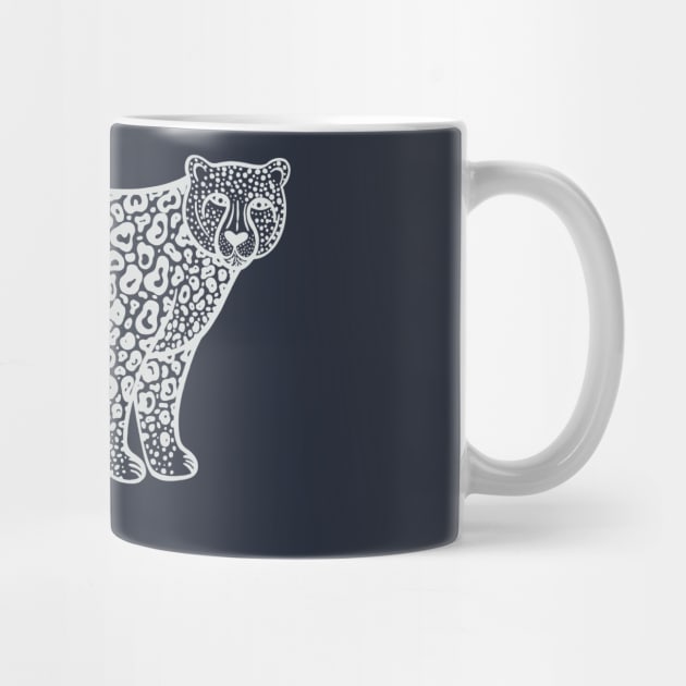 Snow Leopard with Common and Latin Names - on dark colors by Green Paladin